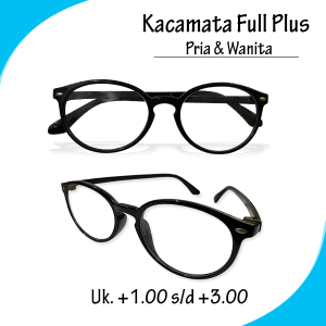 kacamata baca Lensa Plus +1.00 +1.25 +1.50 +1.75 +2.00 +2.25 +2.50 +2.75 +3.00 Bentuk Oval Frame Hitam Lensa Bening - KACA MATA PLUS OVAL KOREA STYLE
