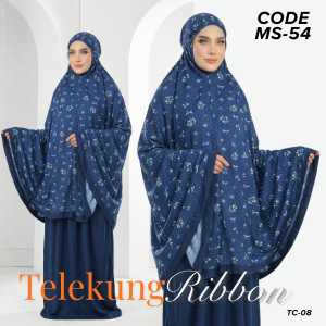 Telekung Ribbon Cotton Viscose Digital Print Dewasa Free Size