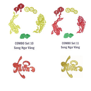 Combo set số 1011 Song Ngư và phụ kiện kim tuyến dán Dừa 12cm