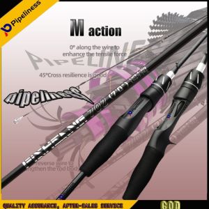 Pipeliness M Action เบ็ดตกปลาล่อครบชุดเดิมหมุน/หล่อคาร์บอน 198/210 ซม. สีดำแหวน 220g