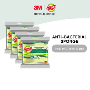 3M™ Scotch-Brite® Tough Clean Scrub Sponge Anti-Bacterial 3 pcs/pack For removing stubborn stains & grease