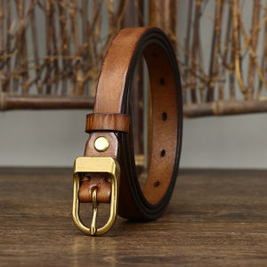Vintage Luxury Handmade Cowhide Genuine Leather Copper Buckle Women Belt Cowhide Retro All-match Casual Jeans Soft Belt