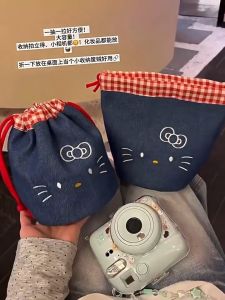 MLADEN Cartoon Drawstring Pouch Retro Buckle Bag for Makeup Portable Instant Camera Case Cute Storage for Cosmetics