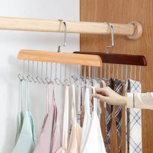 Solid Wood Sling Clothes Rack Underwear Hook Wooden Storage Multifunctional Rack Bra Wave Drying Multi-Hook Hanger