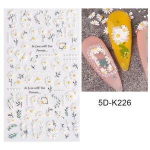 Nail Stickers 5D Embossed Acrylic Nails Design Manicure Decorations Spring Flower Peony For Nail Art