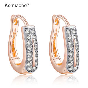 Kemstone Fashion Women Earrings Full Crystal Hoop Earrings Gold Plated Jewelry