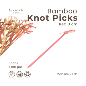 Tusuk Bambu Merah Dessert Sekali Pakai / Red Bamboo Knot Picks 9cm / WS0409-KRED