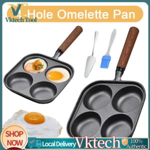 [Vktech] 4-Cup Iron Egg Frying Pan with Handle Pancake Pan Egg Cooker Omelette Pan for Breakfast Fried Egg Pancakes Steaks Hamburger