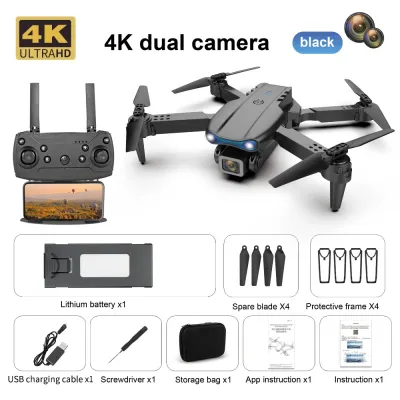LEESTER Single/Dual Mini Drone E88 E99 WiFi FPV Wide-Angle RC Helicopter Toy 4K HD Camera Kids Adults Gift Toy