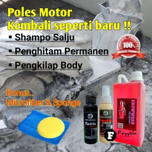 Poles Motor Baru Kembali / Shampo Mobil / Pengkilap Body Doff & Gloss / Penghitam Body Motor Permanen / Microfiber