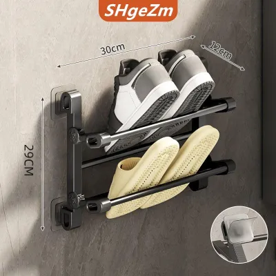 [COD] SHgeZm Treo tường Giày giá miễn phí đấm Dép giá phòng tắm Dép móc giày lưu trữ Kệ khô Giá cửa Giày Treo chủ