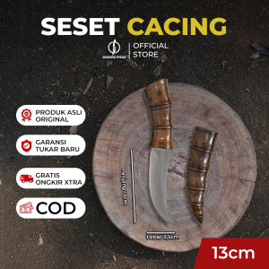 Jawara Pisau | Pisau Seset Kulit Sapi Kambing | Pisau Daging Buah Baja Super Tajam Motif Cacing