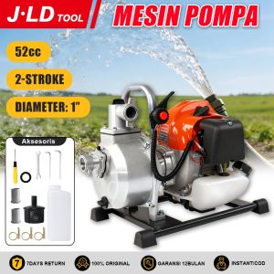 JLD 2-Stroke Mesin Pompa Air Bensin 1“ Pompa Irigasi Sedot 52cc Air Sawah Empang Pompa  Air Irigasi Sawah Bensin