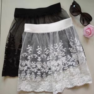 SUPERRR Sweet Lace Underskirt Slips Transparent High Waist Lining Petticoat Women Loose Short Mesh Underskirt Slips Dress Summer