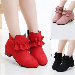 "Kids Fashion Boots - Princess Style Non-Slip Casual Shoes with Breathable Zipper Design and Rubber Sole - Asian Size (Please Check Size Chart) - Available in Various Colors"