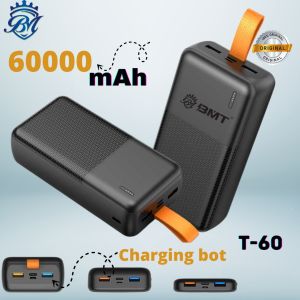 T-60 60000mAh portable power bank fast charging 5 outputs + 2 inputs Ultra-Slim Powerbank built in 2 Digital LED display cables.