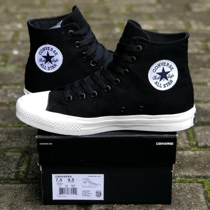 Sepatu CT2 Chuck Taylor All Star II Lunarlon High Black White