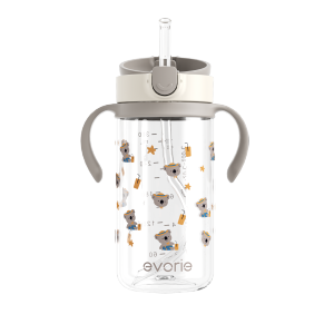 Evorie Tritan Sippy Straw Cup Toddler Water Bottle for kids 1-4 year 300mL Koala King | Not compatible w Richell