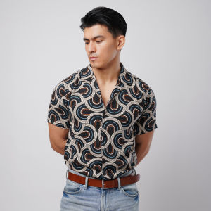 VENGOZ Kemeja Pria Hawai Printing - Geometric Casual Shirt SS
