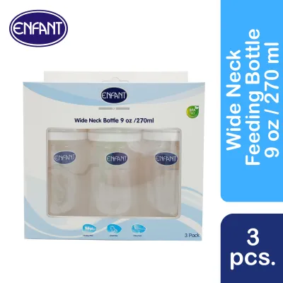 ENFANT Feeding Wideneck Bottle Wide Neck Anticolic BPA Free 9 oz - Pack of 3