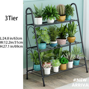 Outdoor/Indoor Plant Rack 3/4/5/6 Tier Metal Flower Pot Stand White/Black/Green Large Plant Display Holder