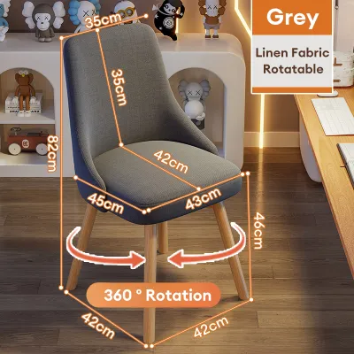 IAKE Dining Chair 360°Rotatable Office Home Chairs Kerusi Tangan Coffee Chair Makeup Chair Solid Wood Chair Armchair Computer Chair Study Chair 餐椅
