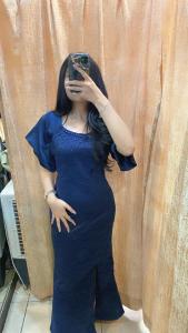 DRESS AMANDA. BAHAN BRUKAT MIX VELVET. (REALPICT)