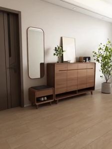 UrbanSpace SG- Solid Wood Shoe Cabinet 2026 New Design Shoe Bench Large Capacity Storage Cabinet for Home Entrance