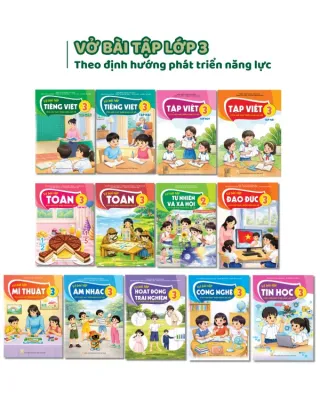 Bộ sách Vở bài tập Lớp 3- Tích hợp phát triển năng lực số (13 quyển- Kèm bìa nilong bao sách nhãn tên)