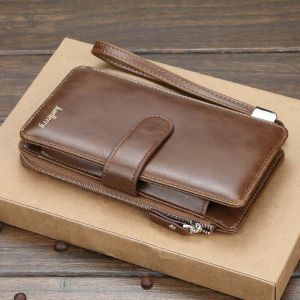 Men Wallet PU Leather Zip Long Phone Clutch Bag Card Holder Wristlet Purse