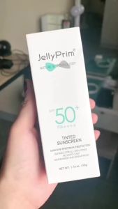 JellyPrim Tinted Sunscreen SPF50+ PA++++ 50ml Lightweight Oil Control Face Sunblock for Oily Skin