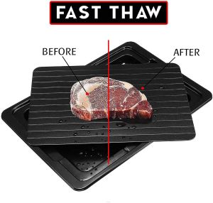 Rapid Thawing Plate Board for Frozen Food Natural Thawing Tray Defrosting Tray for Frozen Food with Dripping Tray (Large Board 35.5*20.5*3 cm)