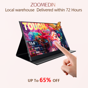 【Local delivery】ZOOMEDIN 15.6" Touchscreen Portable Monitor USB-C External Screen 1920*1080 FHD Computer Laptop Display With Dual Type-C HDMI/Mini DP/Dual Speaker/VESA/Smart Cover for Phone Nintendo Xbox PS4 RPi Win PC Mac