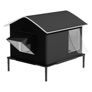 Outdoor Insulated Cats House Elevated for Summer Waterproof Cats Shelter Cozy Bed Large Foldable Shelter