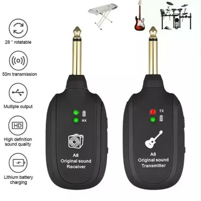 KAWES A8/A14 UHF Wireless Guitar Transmitter Receiver Set 730mhz 50M Range for Electric Guitars Bass Violin