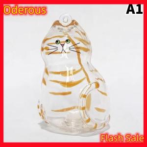 Oderous Memorial Cat Hair Storage Container Cat Shaped Keyring Portable Handmade Doll DIY Keychains Accessories