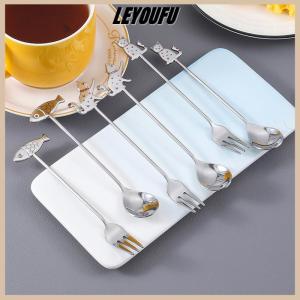 LEYOUFU Cute Paintings Cat 304 Stainless Steel Spoon Hollow For Coffee Tea Dessert Spoon Kitchen Tableware Gifts For Students Children
