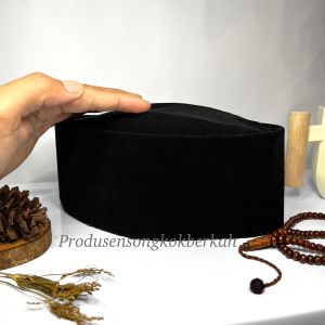 New produk songkok hitam Susun sedan peci songkok Anak dan dewasa tinggi Normal (9 cm) + Ada Dus Setiap Peci