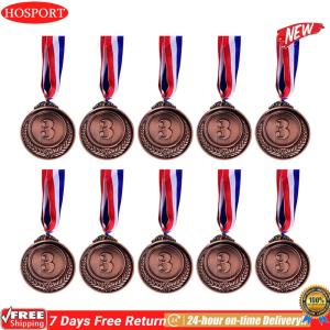 [HOSPORT Official Mall]10Pcs Winner Medals Zinc Alloy Gold Silver Bronze Prizes with Neck Ribbon Competition Awards for Classrooms Office Games