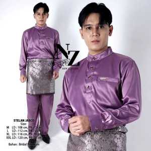 Stelan Adat Melayu Jasco Premium - Baju Pakaian Adat Pria Premium - Satin Kondangan Melimau