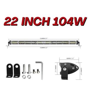 ส่งจากไทย  22นิ้ว 124W 15000LM แถวเดี SPOT/FLOOD Combo Beam Drving/Work LightBar For ATV Truck เอสยูวี