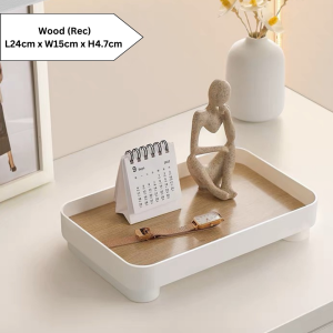 Ready Stock Nordic Style Round Rectangle Tray Home Living Ornaments Decoration Table Desk Storage Organizer Skin Care Jewelry Key Cosmetic Candle Perfume Modern Minimalist Wooden Cheap Large Capacity Space Saving Durable Porch Bedroom Bathroom Kitchen