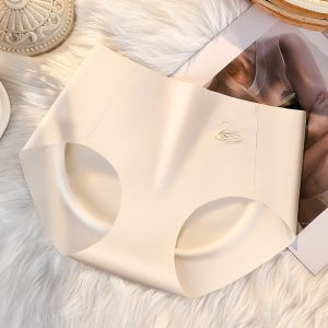Maniyun Summer Ice Silk Underwear Women Middle Waist 3D Hip Lifting Seamless Cotton Panties