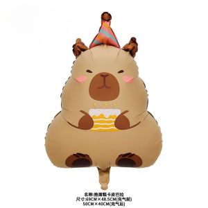 Cute Capybara Happy Birthday Banner Paper Hanging Garland Capybara Birthday Party Decoration Balloon Kids Party Supplies