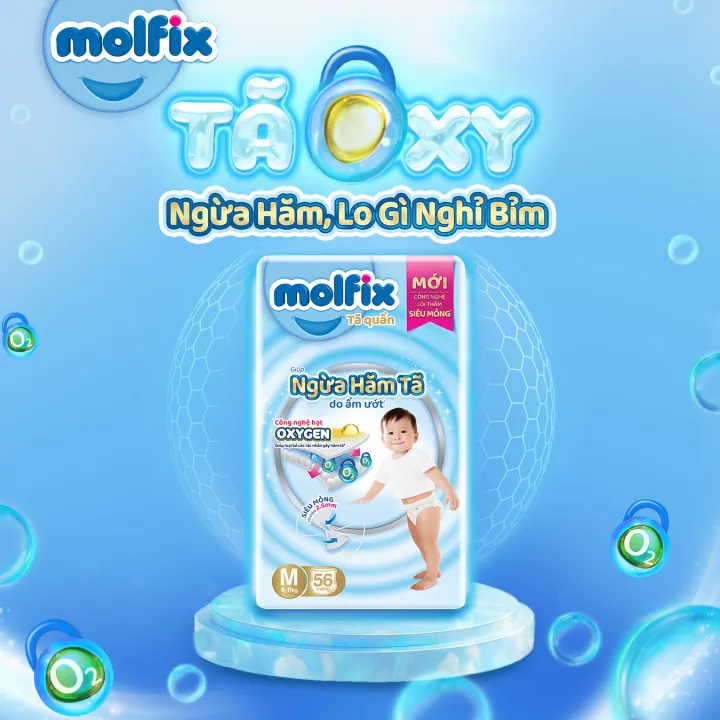 Tã Quần Molfix Oxygen Super Jumbo M56/L52/XL46/XXL42/XXXL28