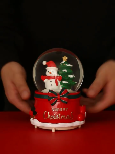 Lễ Hội Snowman hộp nhạc tính năng chiếu sáng hiển thị và kỳ nghỉ điều chỉnh nhựa tác phẩm nghệ thuật lễ hội món quà kỳ nghỉ