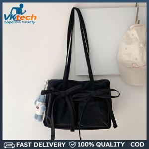 Women Casual Tote Handbag with Bow Nylon Purse Girls Outdoor Daily Bag