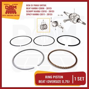 Ring Piston Set Beat Oversize 075 (PSP) Piston Ring Kit Seker Seher OS 75mm BeaT karbu Scoopy Karbu