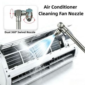 W5YR Dual 360° Swivel Air Conditioner Cleaning Wand 1/4" Quick Connect 25° Fan Nozzle Coil Cleaning Tool Wide-Angle Spray Pressure Washer Nozzle For Car Washing