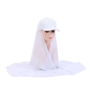 Jifang Solid Plain Bubble Chiffon + Adjustable Baseball Cap with Velcro Magic Tape Muslim Hijab Instant Shawls Tudung WJ800